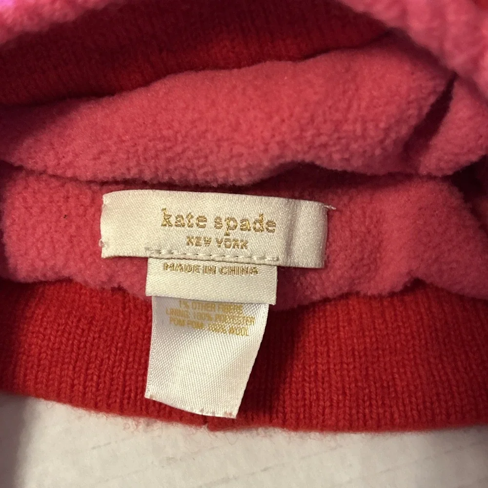 Child's Kate Spade Stocking Cap Hat Tiara Pompom Tiara Motif Red & Pink